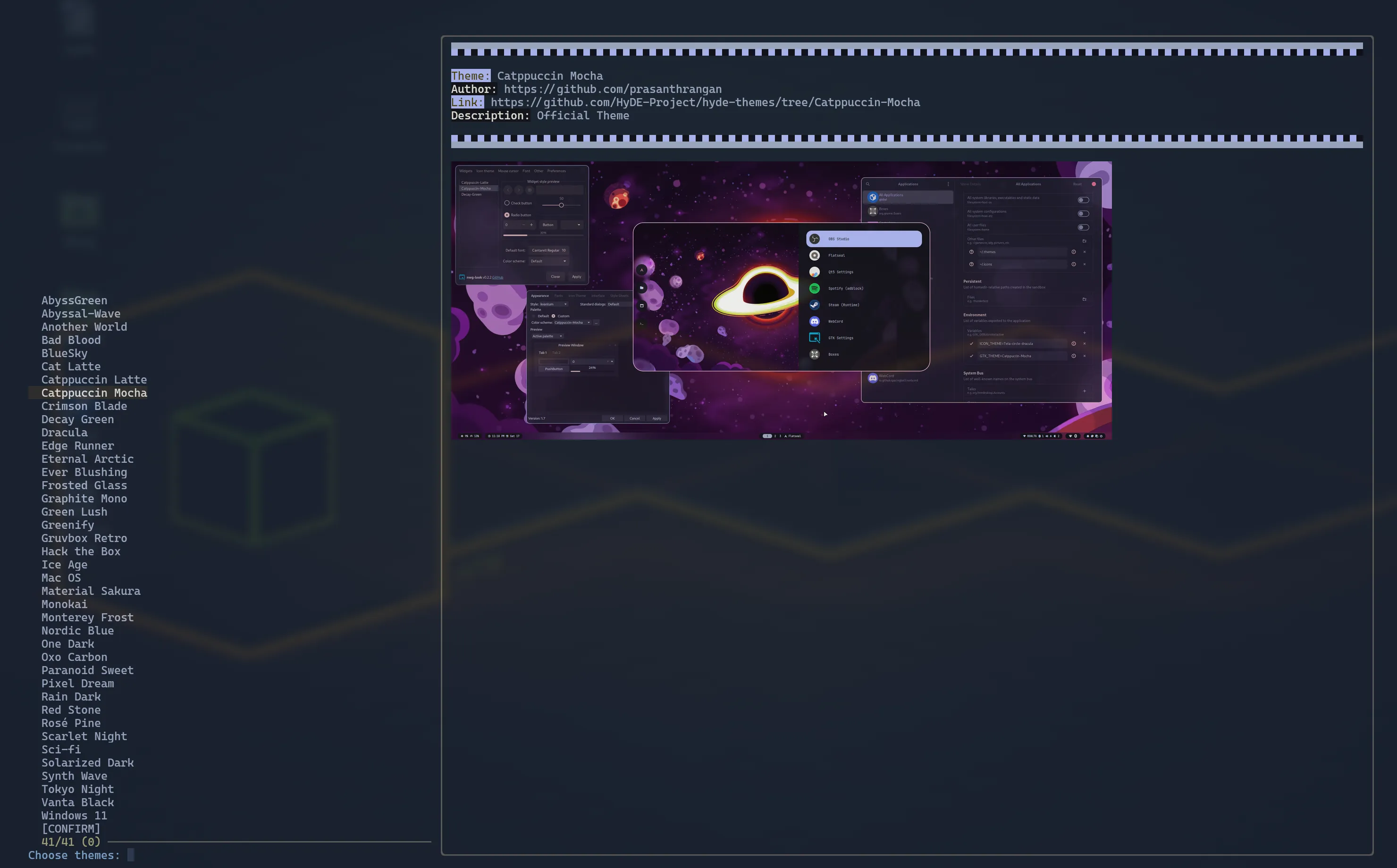 vista previa de importación de temas